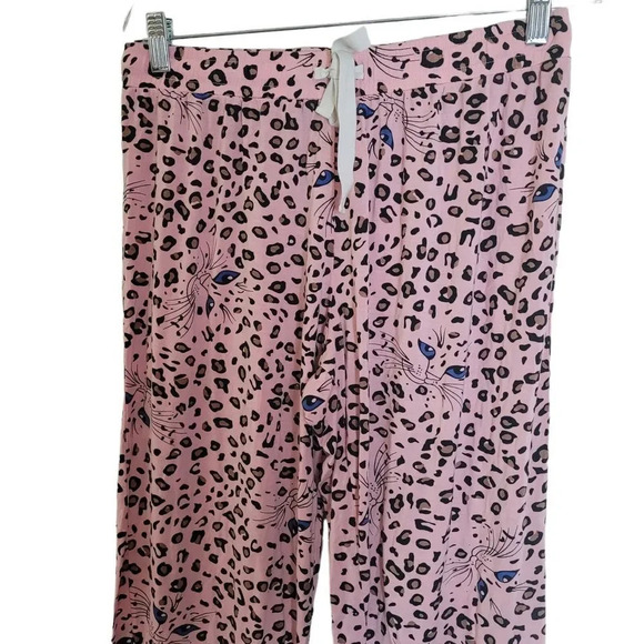 Joyaria Cat Pajama Set Women's Size Medium Pink Leopard PJs Sleepwear Pants Top - Picture 8 of 12